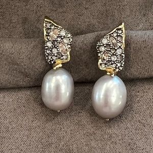 Alexis Bittar Solanales Crystal Angled Post Drop Earring with Pearl